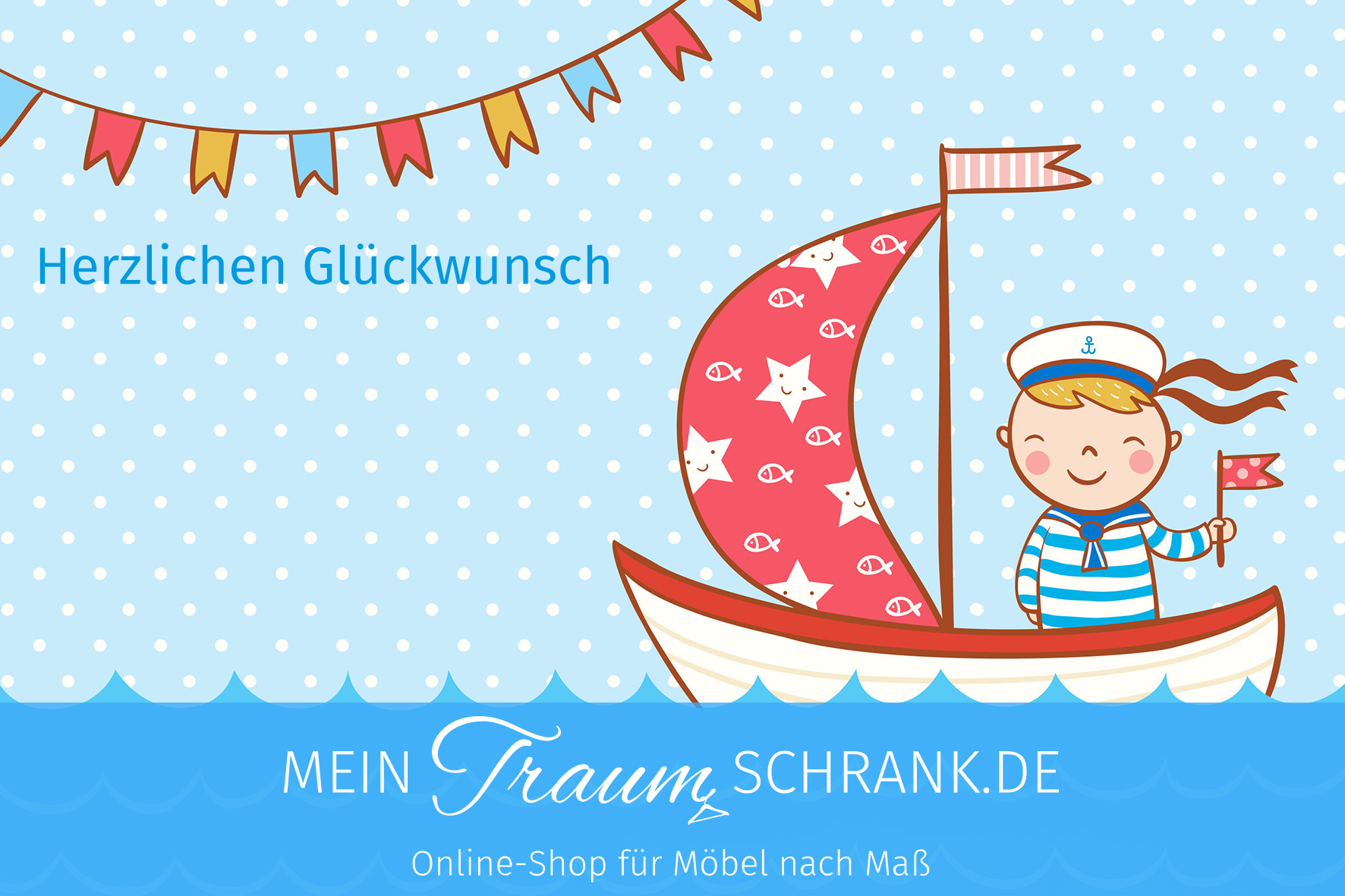 Herzlichen Glückwunsch Motiv - Kind im Boot